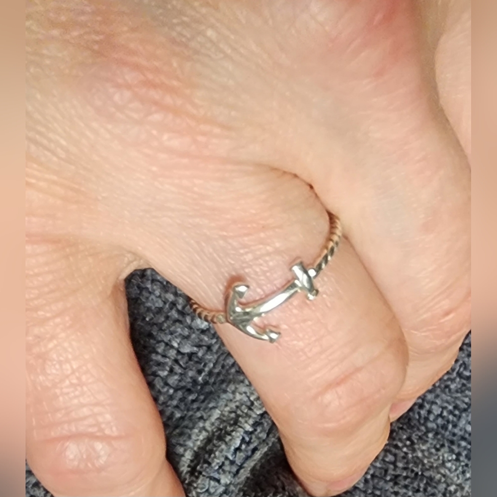 STERLING SILVER ROPE ANCHOR RING SIZE 8.5 - Picture 6 of 13